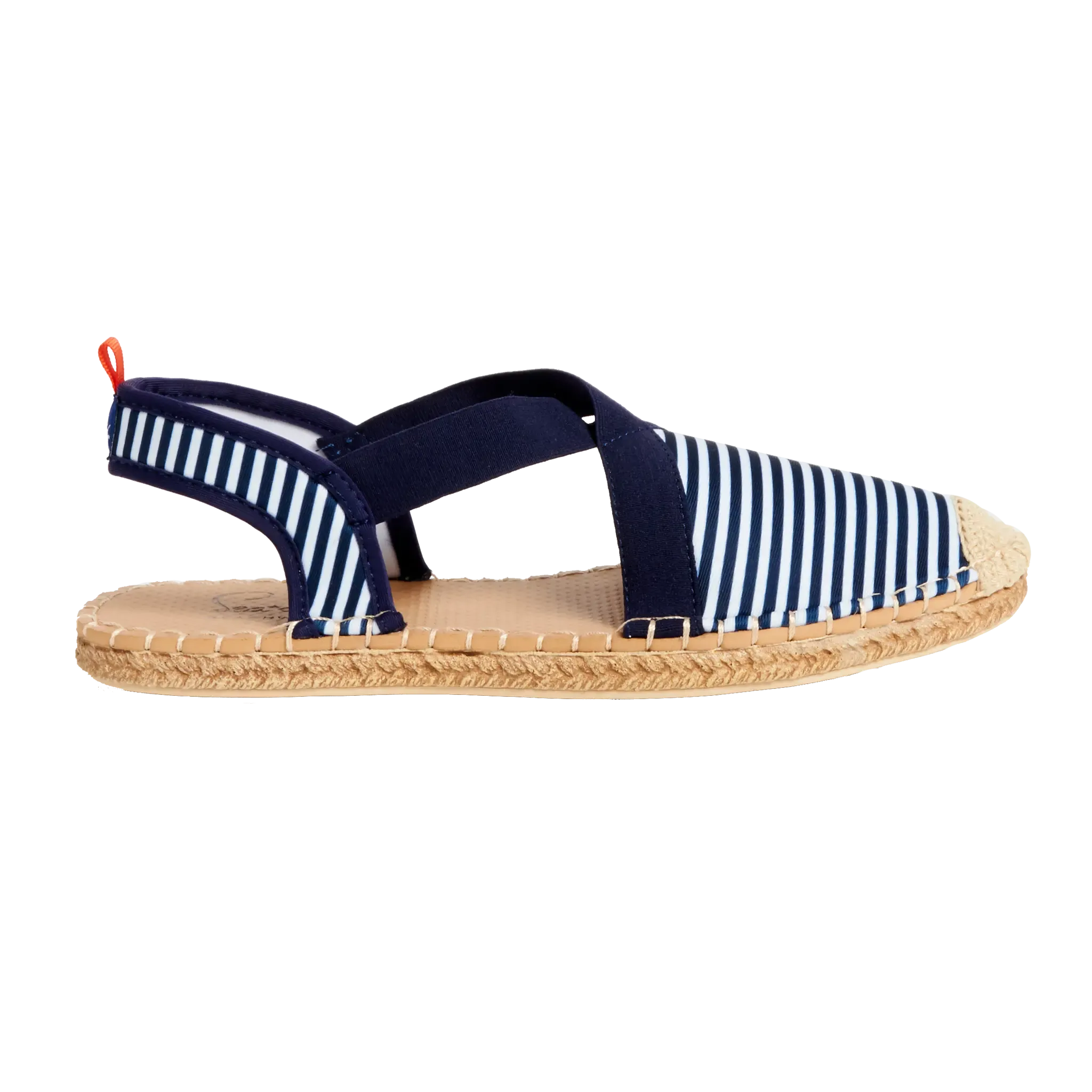 NAVY/WHITE MICROSTRIPE - WOMENS SEAFARER SLINGBACK