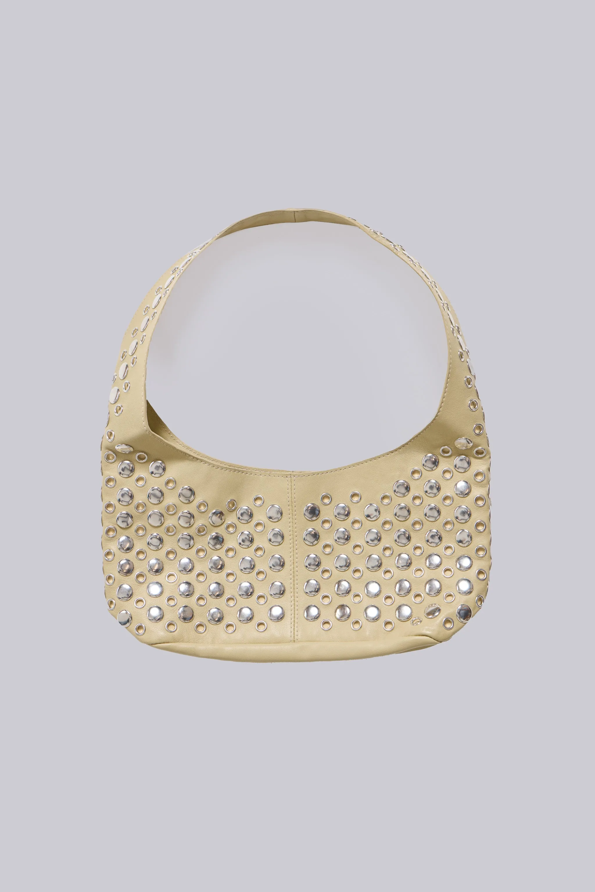 Stylish Beige Osmium-Studded Leather Bag for Women