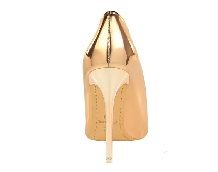 Patent Leather Metal Heel Women Pumps