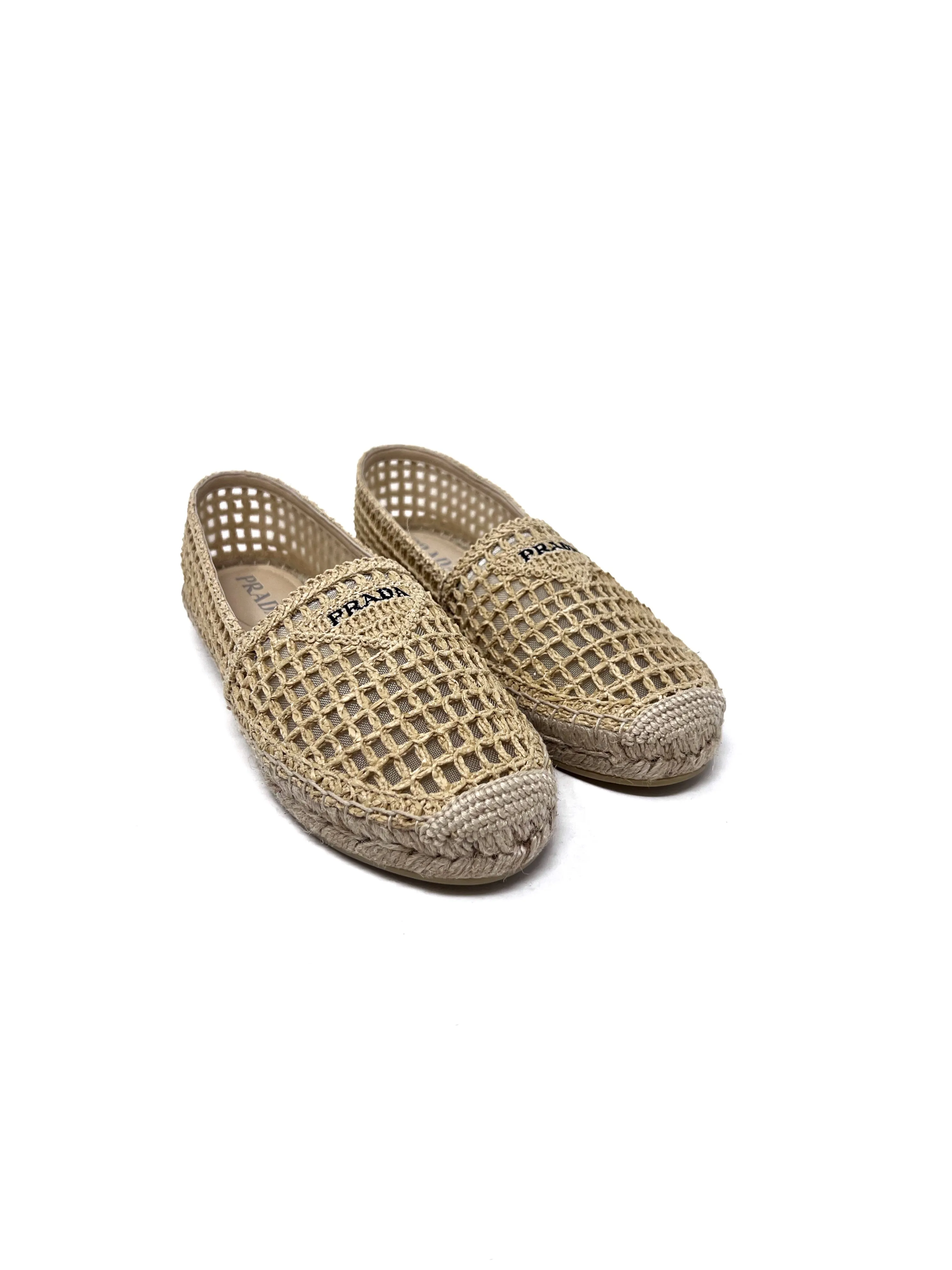 Prada W Shoe Size 38 '24 Raffia Espadrille Flat