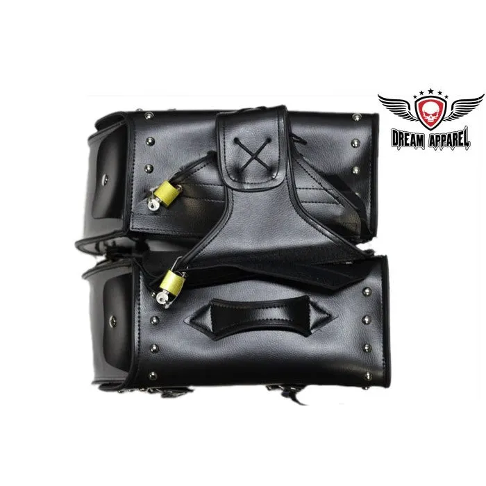 PVC Motorcycle Saddlebag With Studs & Lock