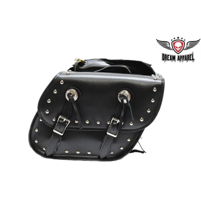 PVC Motorcycle Saddlebag With Studs & Lock