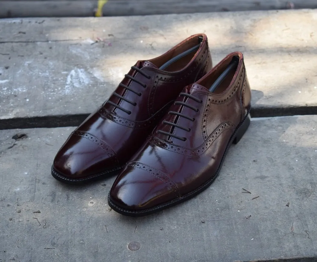 Robert Burgundy Handmade Brogue Shoes