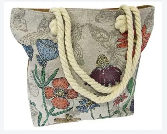 Rope Tote Bag Flowers