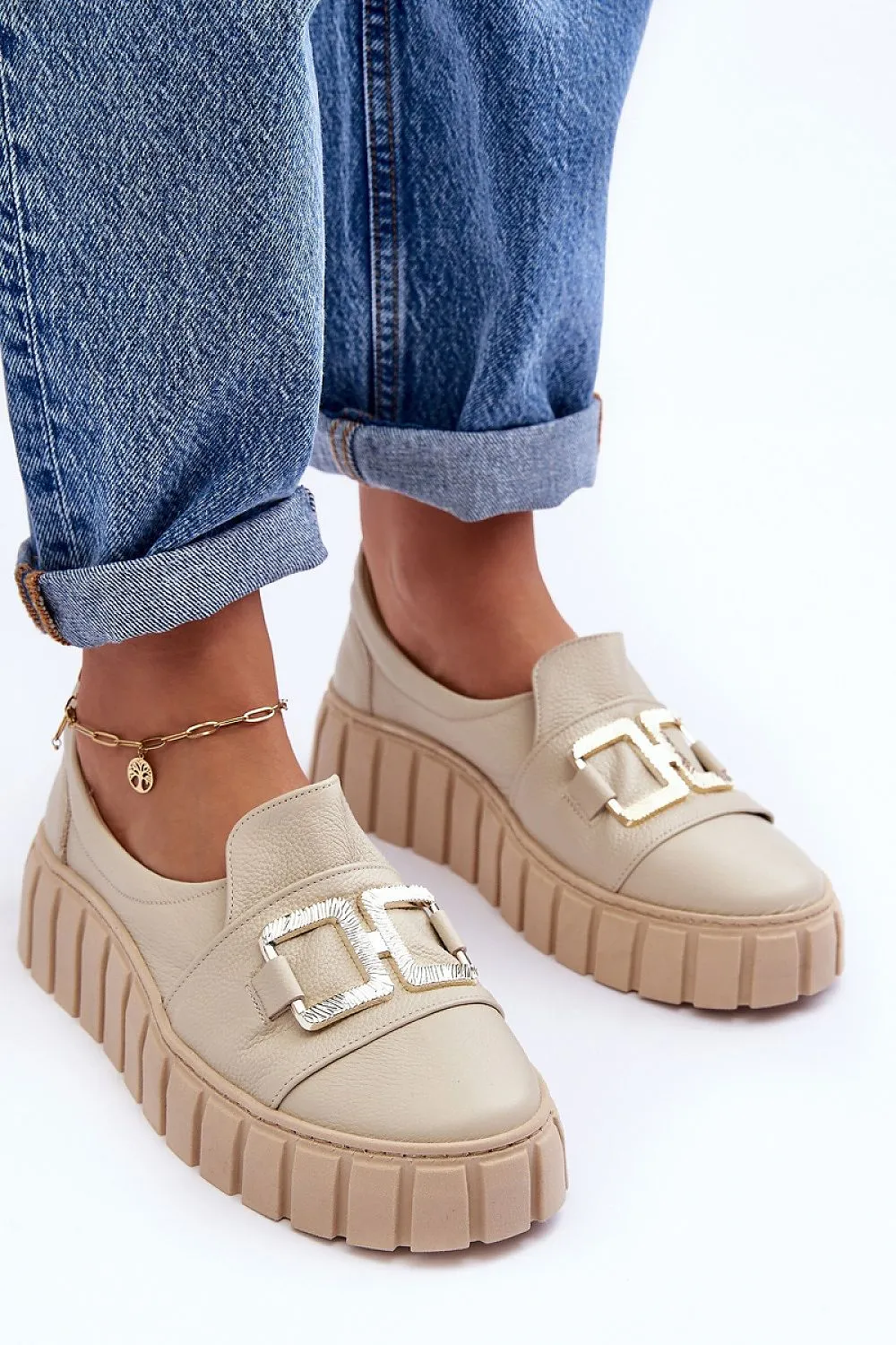 TEEK - Link Textured Platform Textured Loafer Shoes