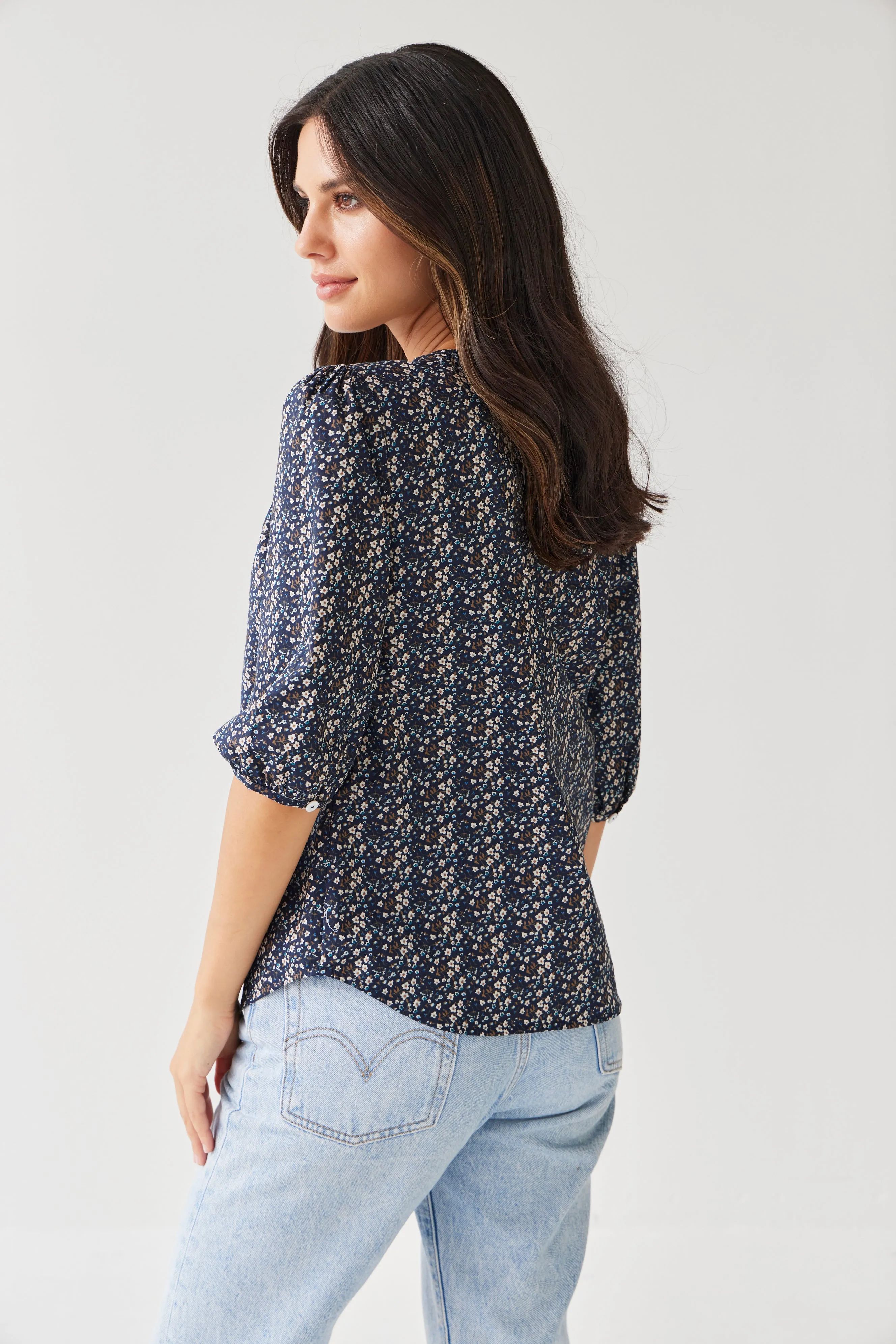 Therese Top | Navy Ditsy