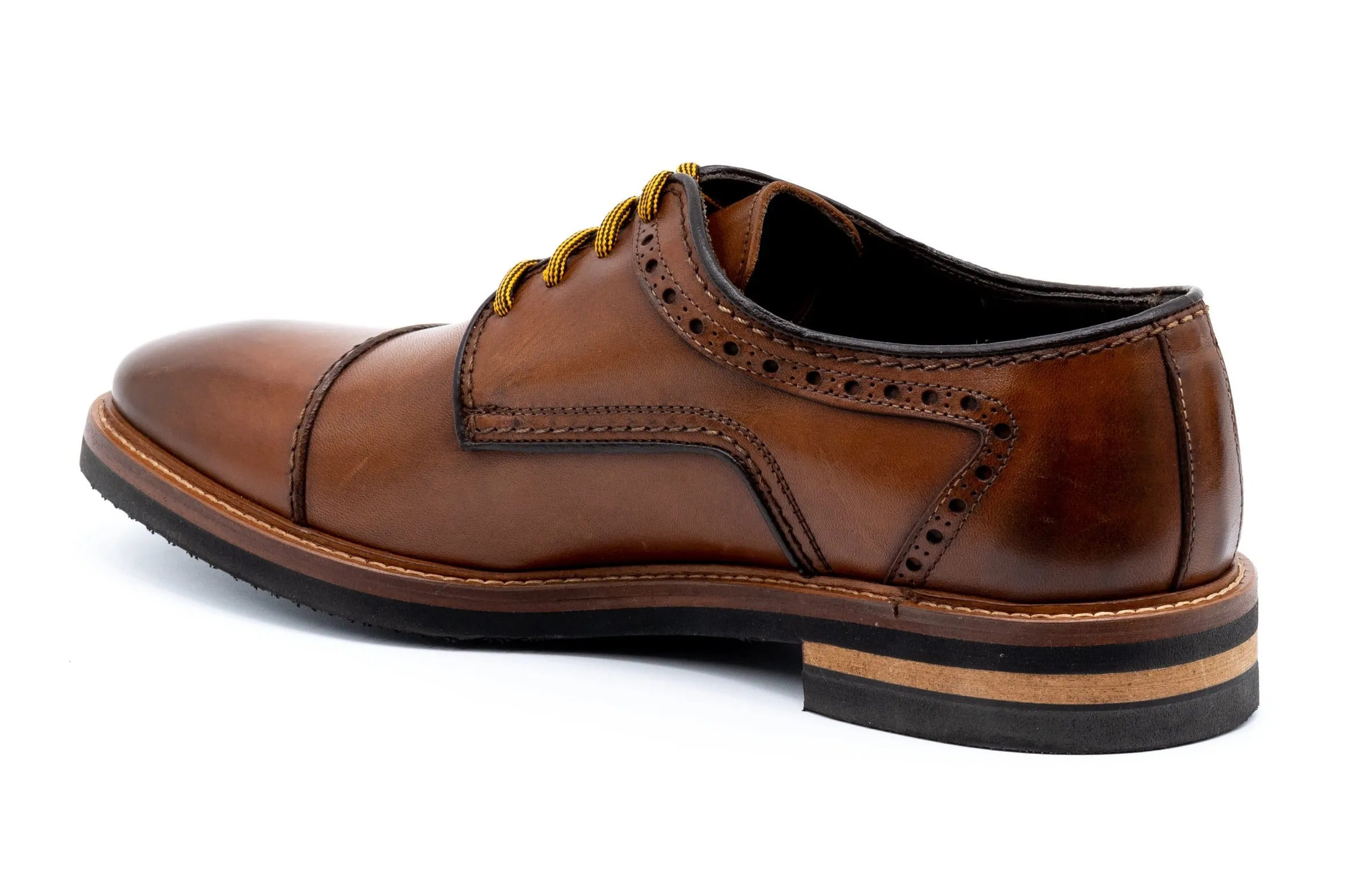 Tuscan Italian Calf Leather Cap Toe - Whiskey