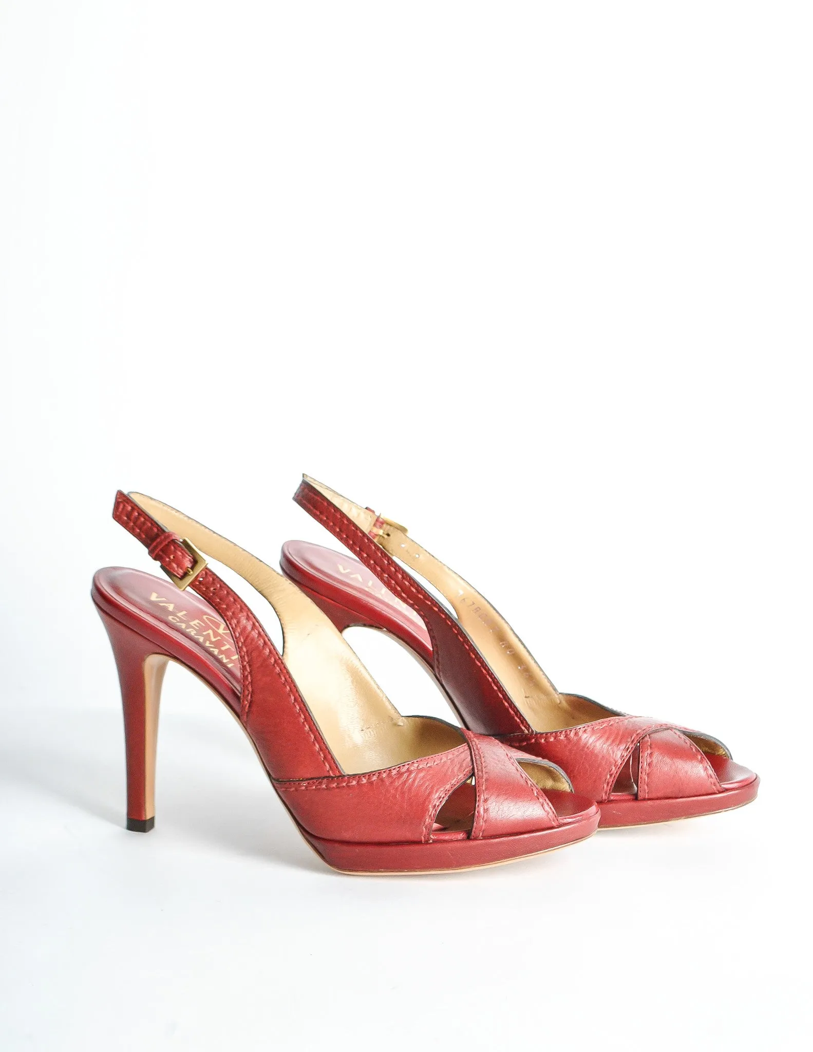 Valentino Vintage Red Leather Strappy Heels