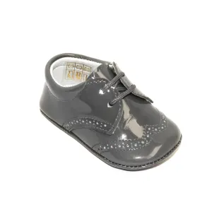 Vincent- Grey Patent Leather Baby Oxford Shoes