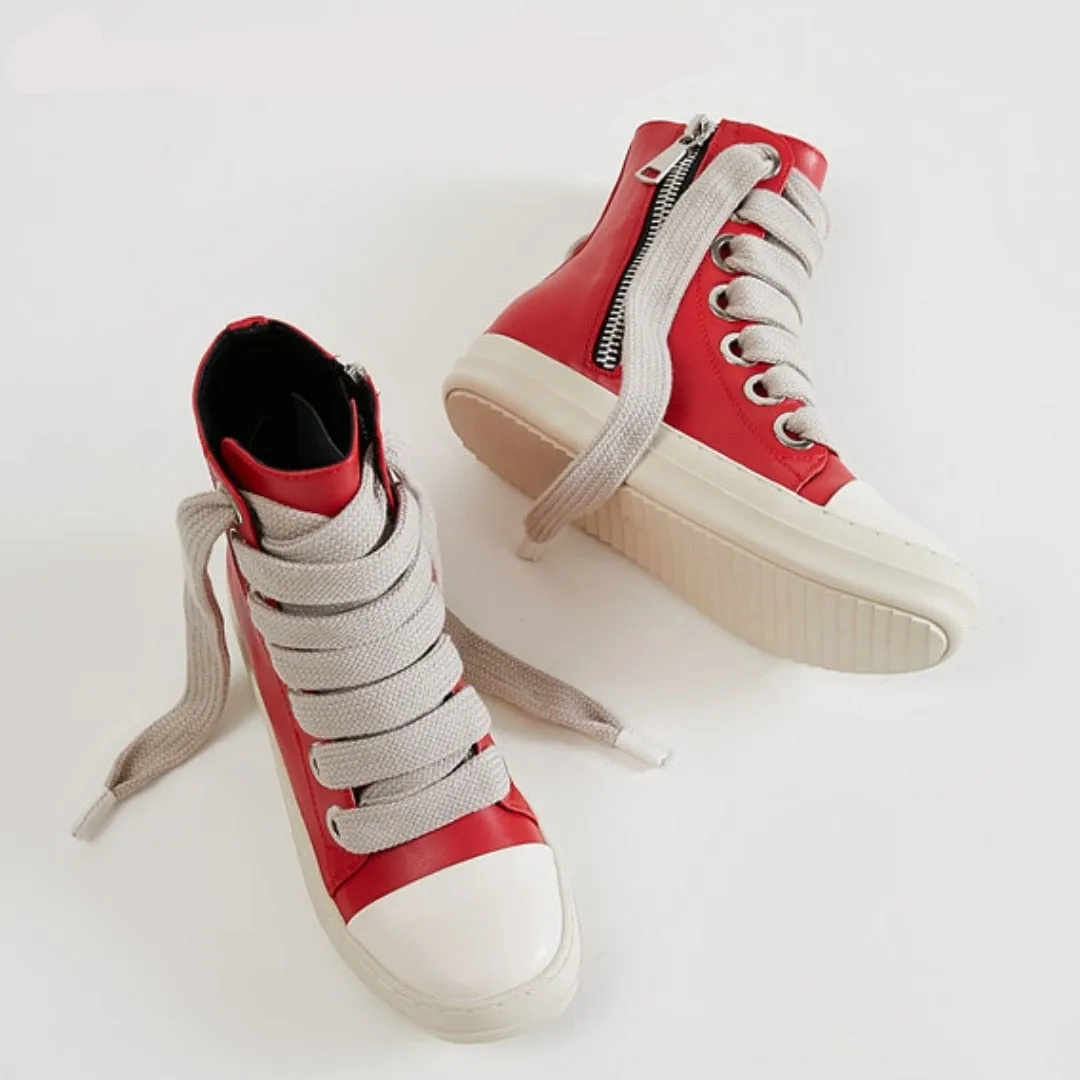 Vintage Owens Thick Shoelace High Top Leather Chunky Sneaker Shoes