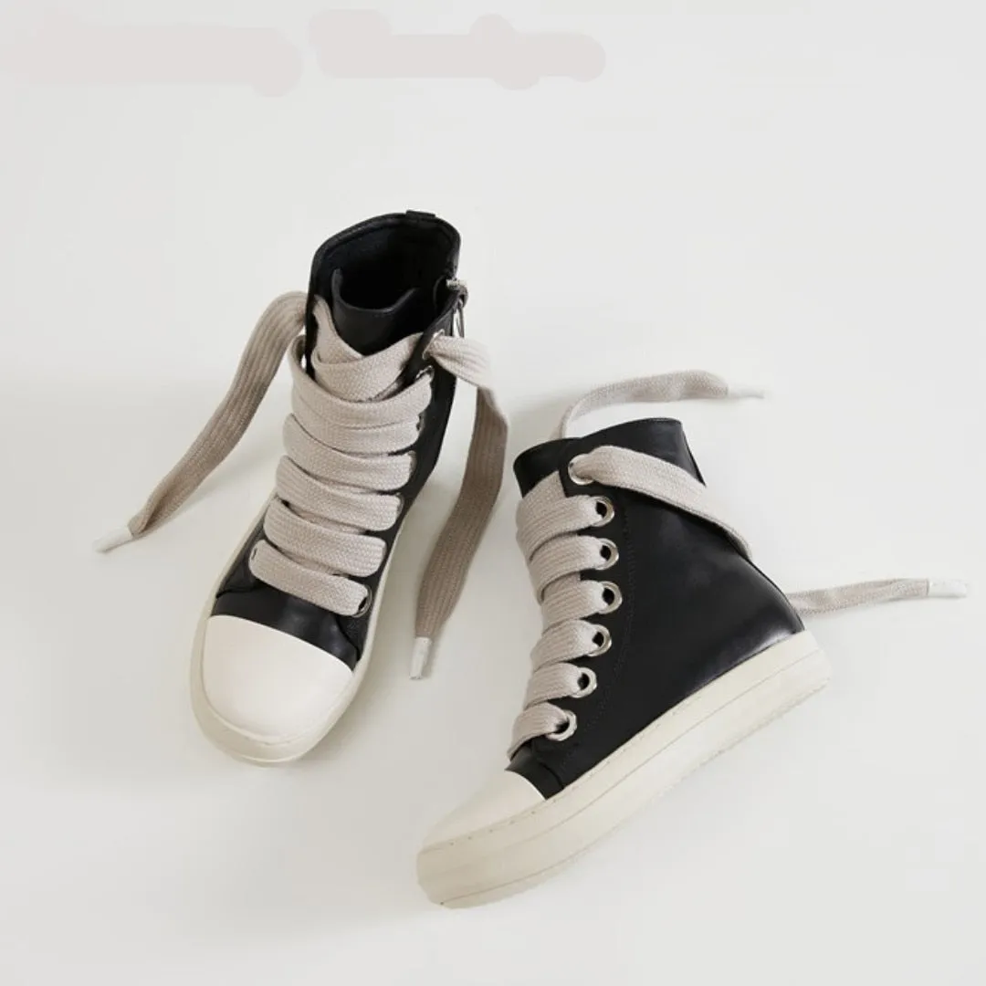 Vintage Owens Thick Shoelace High Top Leather Chunky Sneaker Shoes