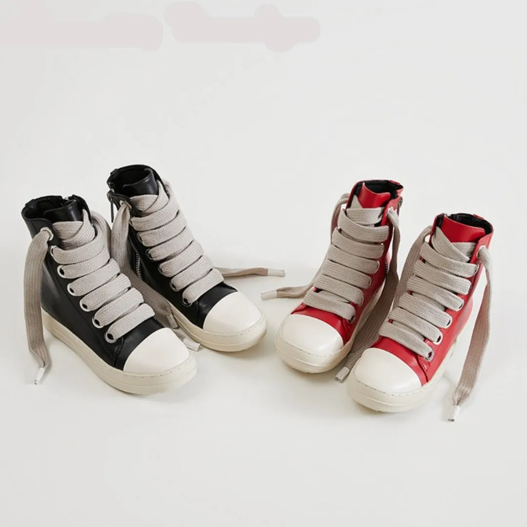 Vintage Owens Thick Shoelace High Top Leather Chunky Sneaker Shoes