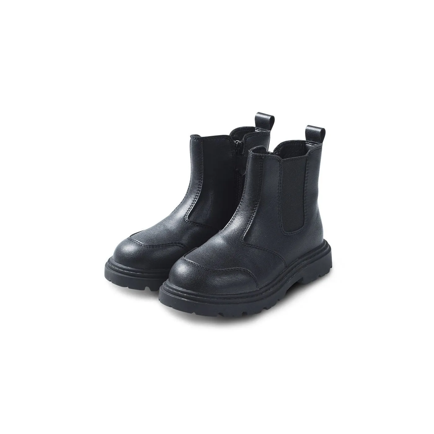 Warm Wrap Side Zip Breathable Anti-slip Kids Black Chelsea Boots