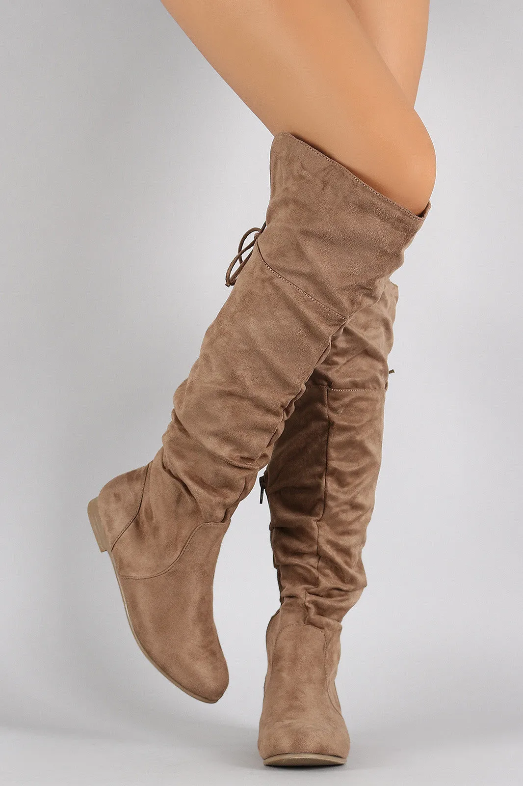 Wild Diva Lounge Slouchy Cutie Lace Up Flat Boots