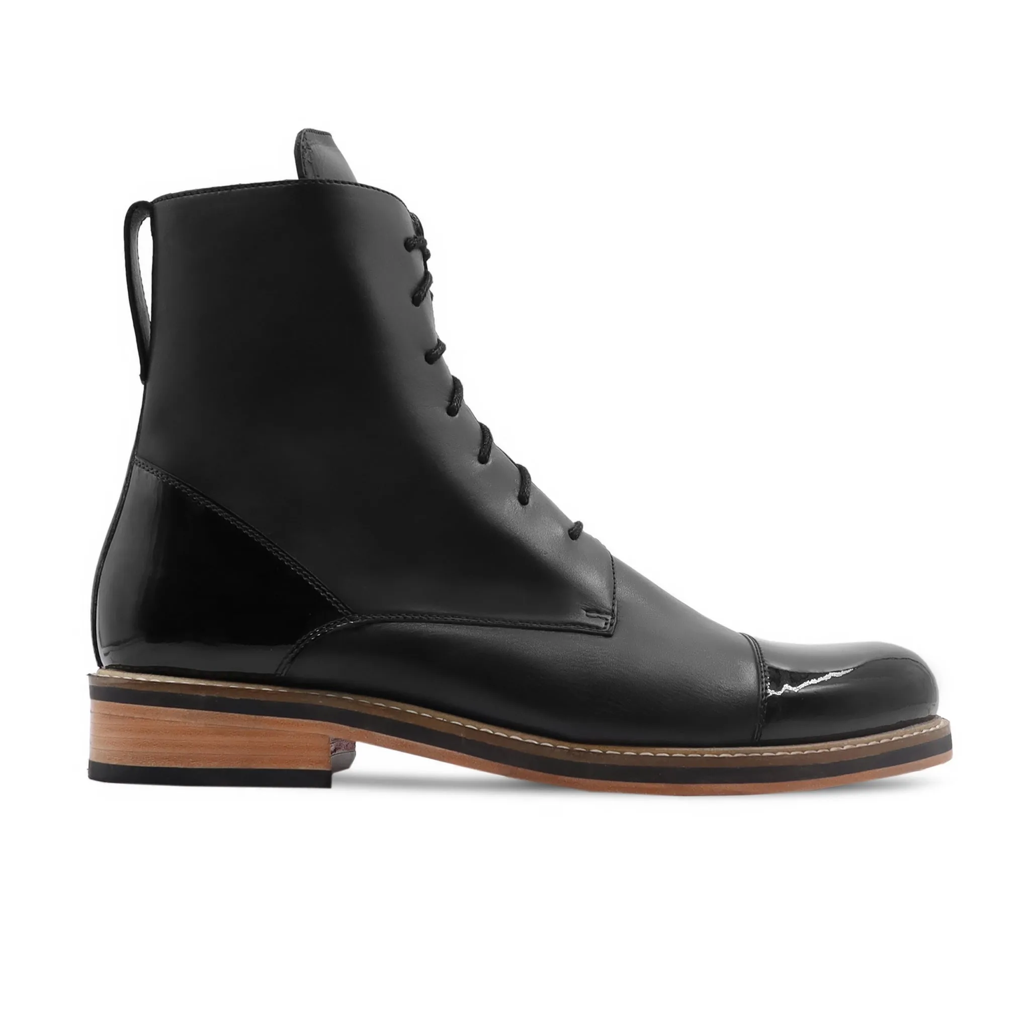 Winek - Men's Black Calf and Patent Leather Boot