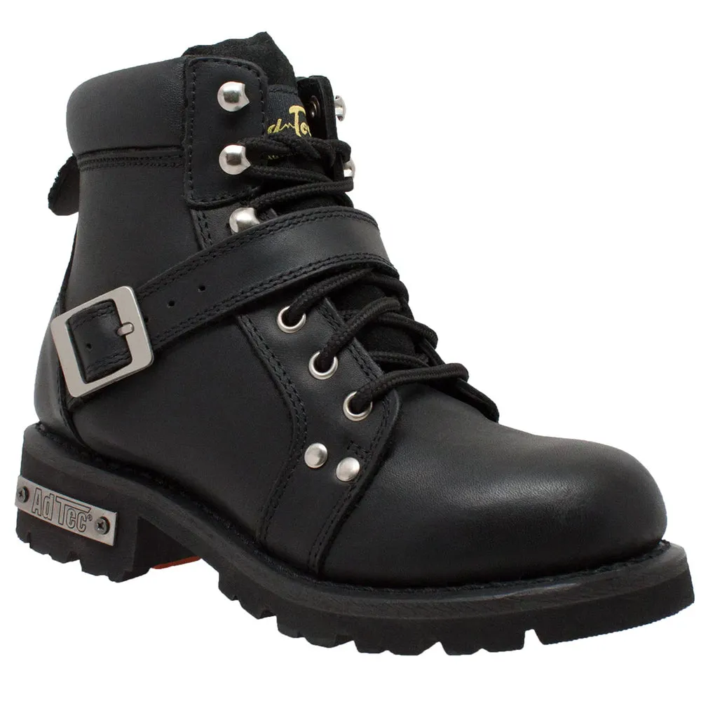 Women's YKK Zipper Black Biker Boot 8143